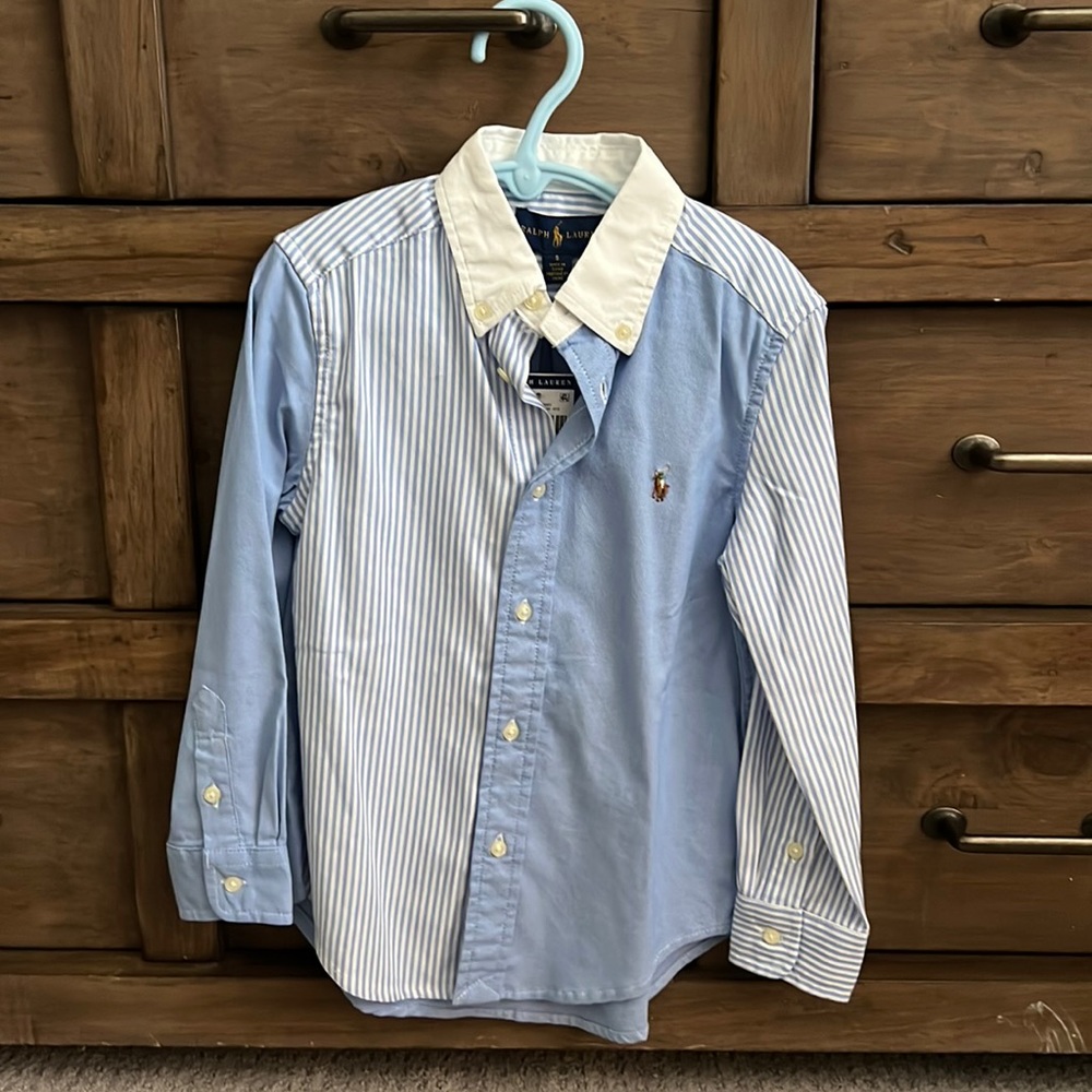 NWT Ralph Lauren Youth Long-Sleeve Button-Down Oxford Size 5!!